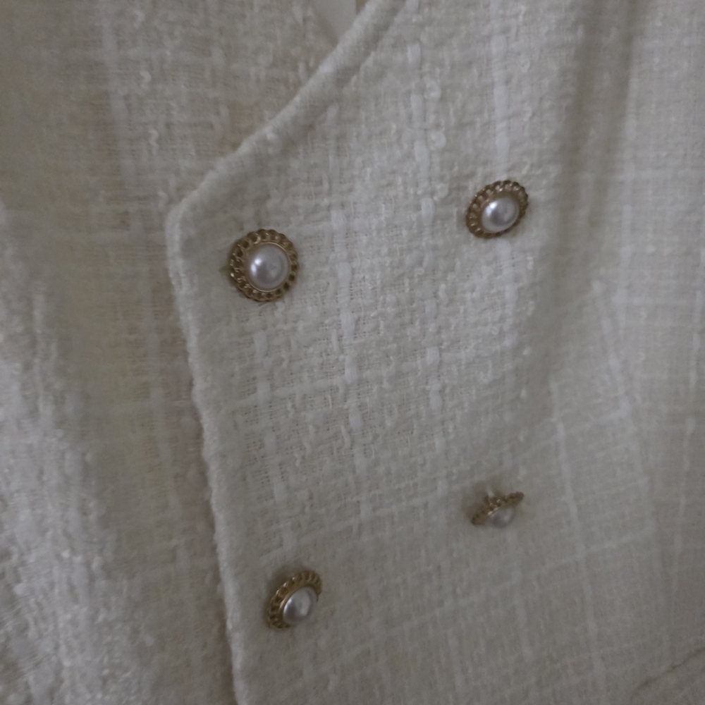 Zara White Sleeveless Tweed Dress - Picture 8 of 9
